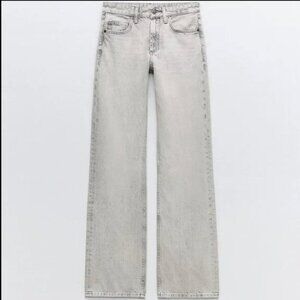 Zara Light Grey Wide-Leg Jeans size 8